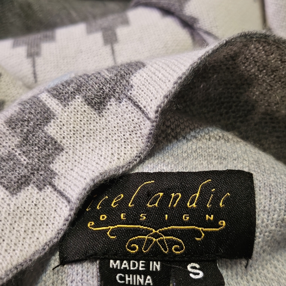 Icelandic Design Merino Wool Mock Neck Sweater dress Gray & Blue Size S - Picture 8 of 11